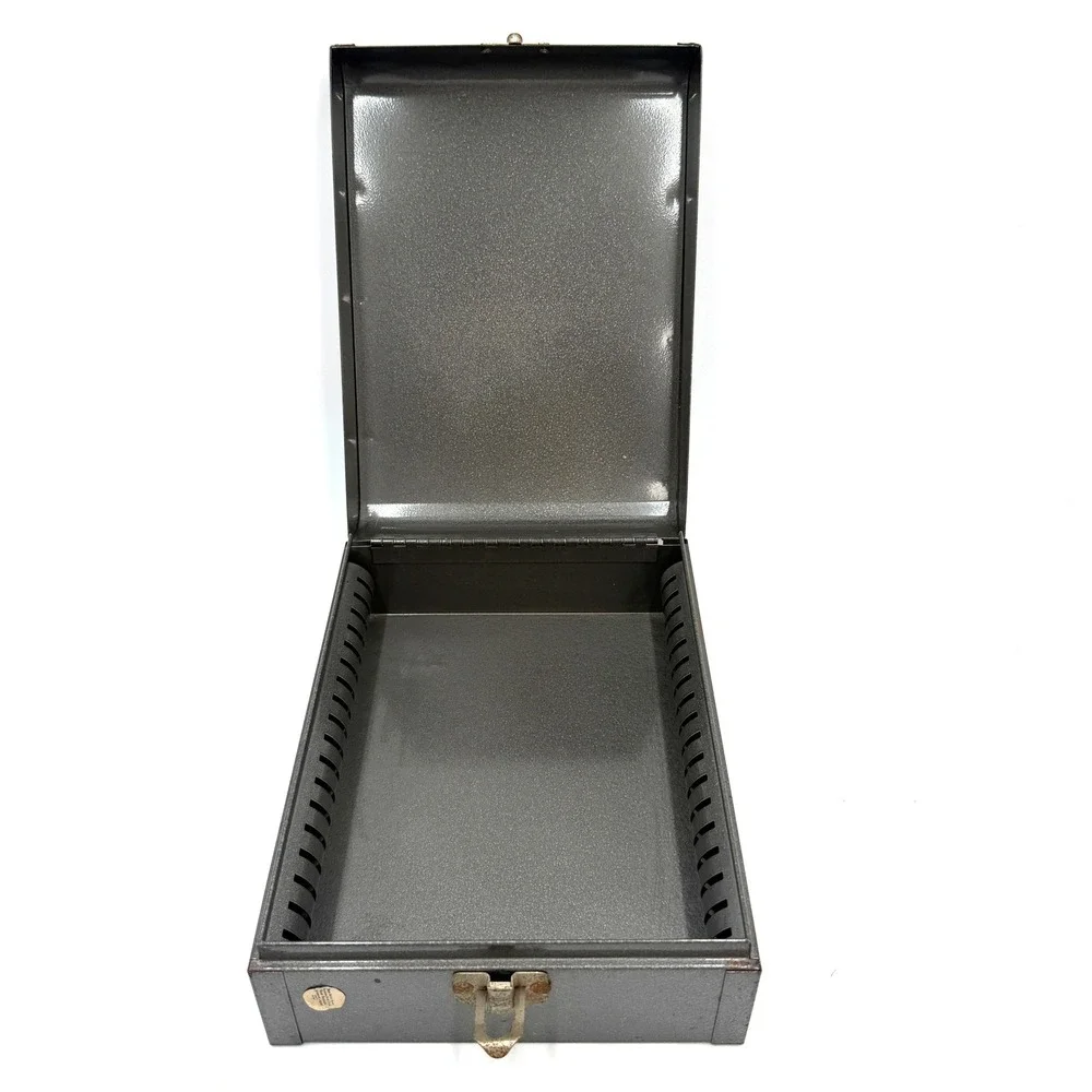 Industrial Metal File Storage Box 10x8x4 Gray‎ Vintage Organizer